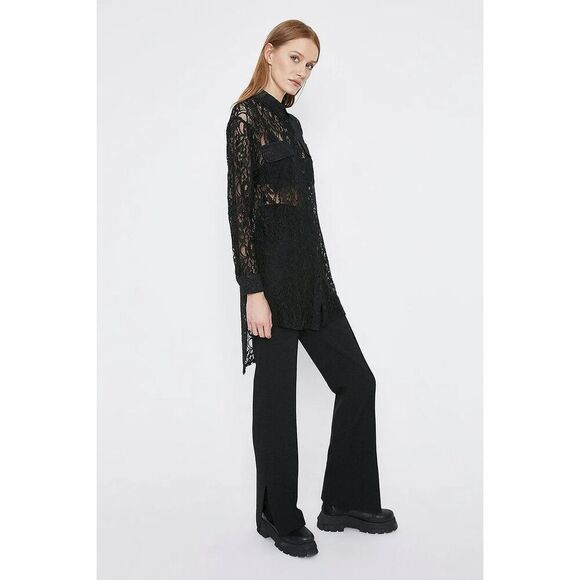 ✨Zara All Over Lace Long Black Sz Small Shirt✨ - Picture 2 of 13